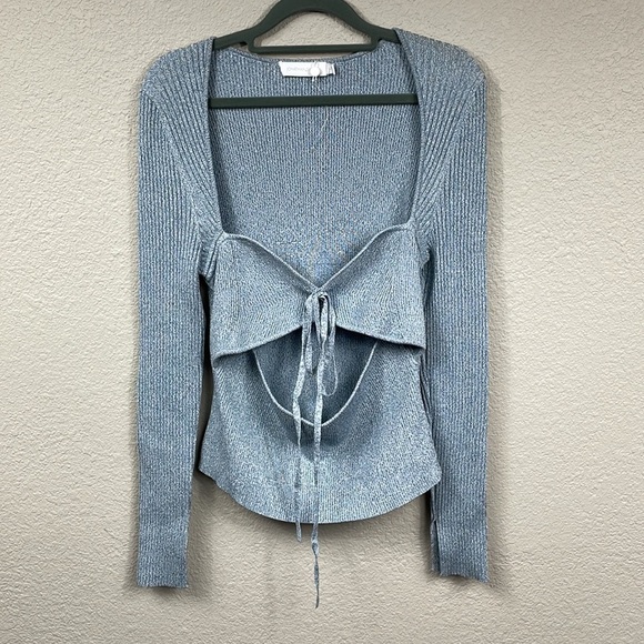 New Jonathan Simkhai Alexia Sweetheart Pullover Stretch Sweater Cut Out Sz XL - Picture 4 of 14